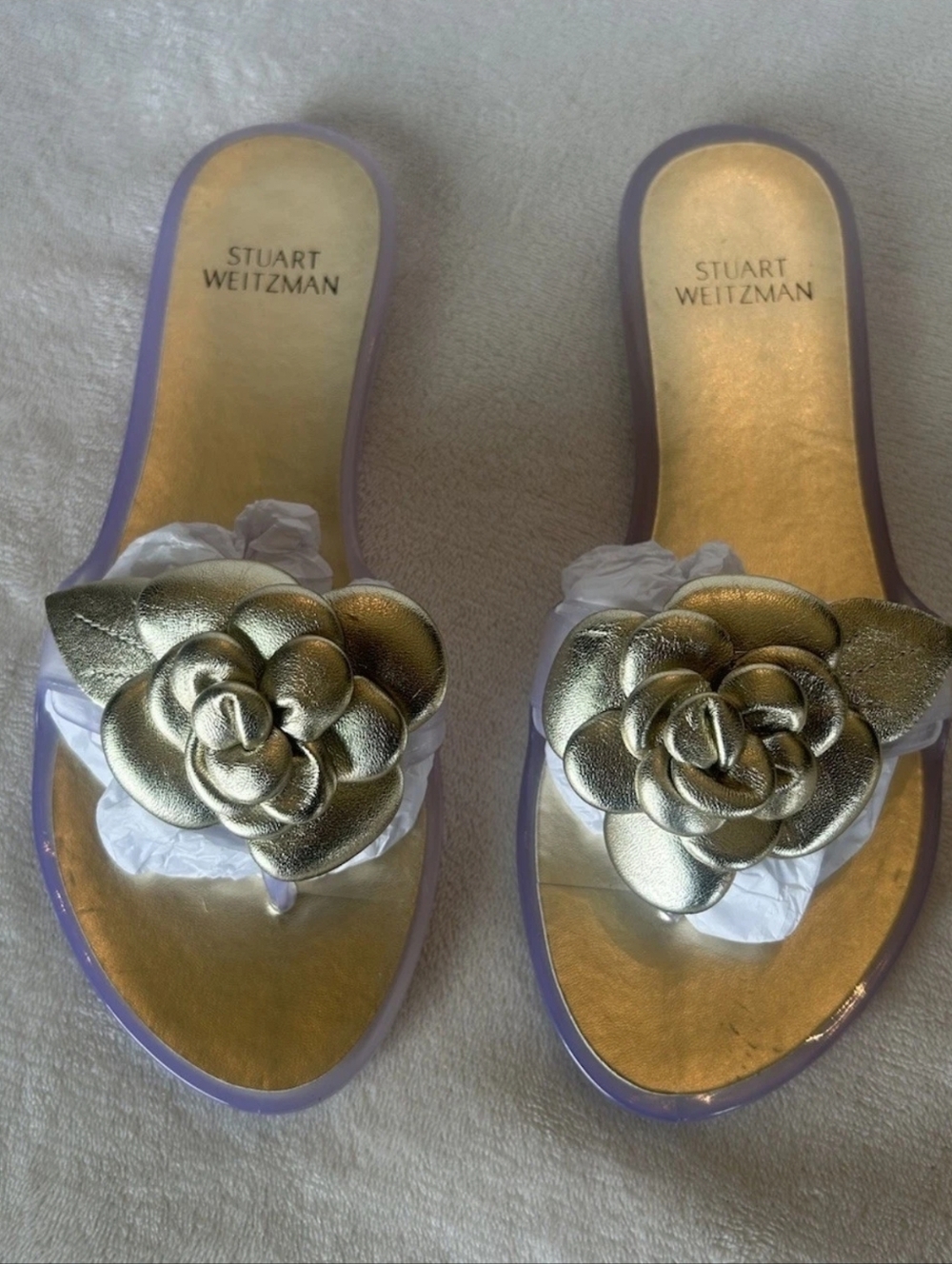 Stuart Weitzman Gold Bloom Jelly Slide🦉